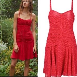 NWT Jill Jill Stuart Eyelet Sweetheart Ruched Mini Cocktail Dress Red 8